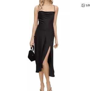 ASTR The Label Cowl Strappy Slip Dress Medium Cocktail Black